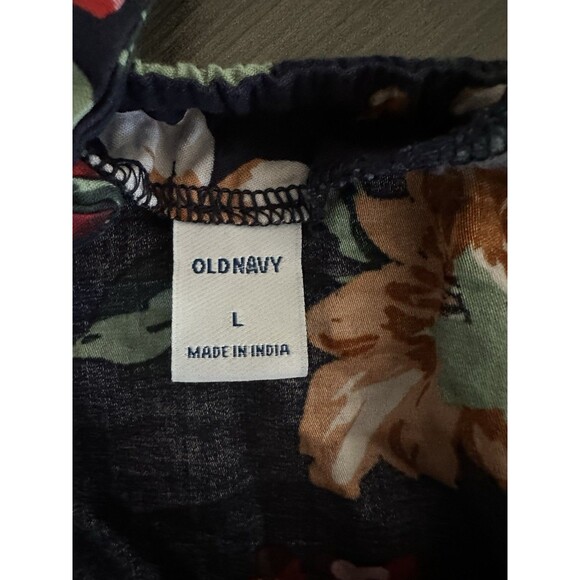 OLD NAVY Size L Womens Multicolor Cotton Blend‎ Queen Anne Neck Babydoll - Picture 3 of 4